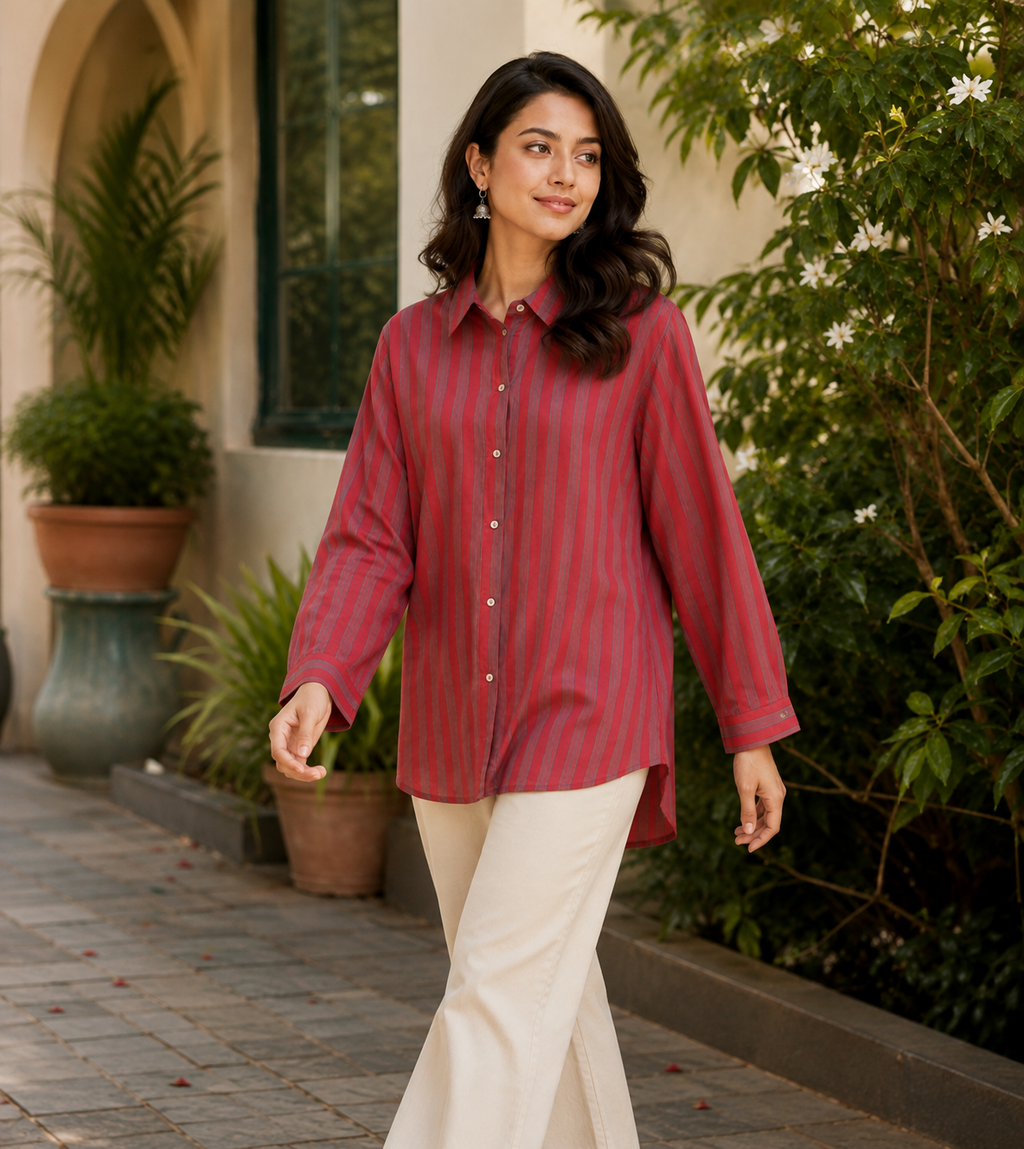 Handloom Cotton Stripe Shirt