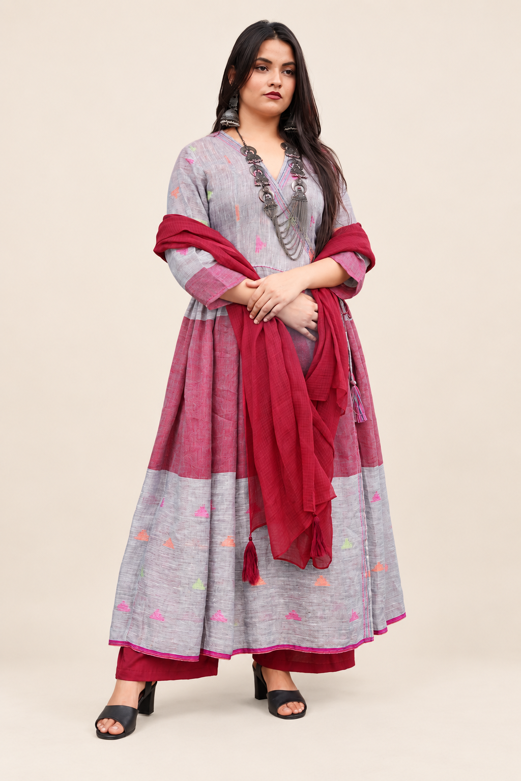 Gulnaar Linen wrap Suit Set