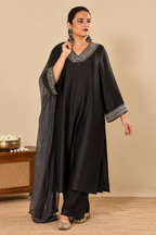 Noir Heritage Silk Kurta Set