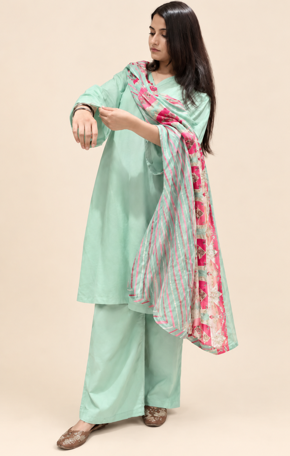 Cotton Mulmul Kurta Set with Dupatta