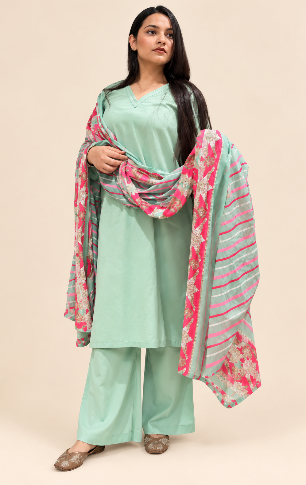 Cotton Mulmul Kurta Set with Dupatta