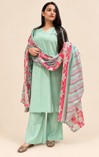 Cotton Mulmul Kurta Set with Dupatta