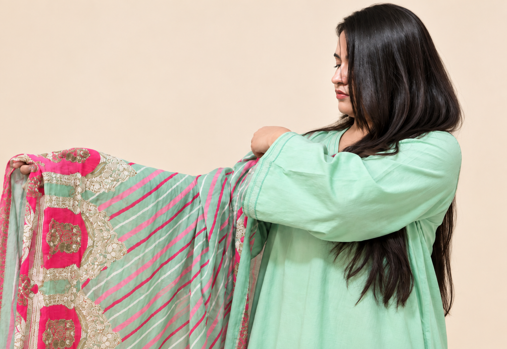 Cotton Mulmul Kurta Set with Dupatta