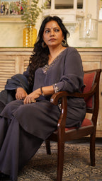 Slate Grey Embellished Kurta Set