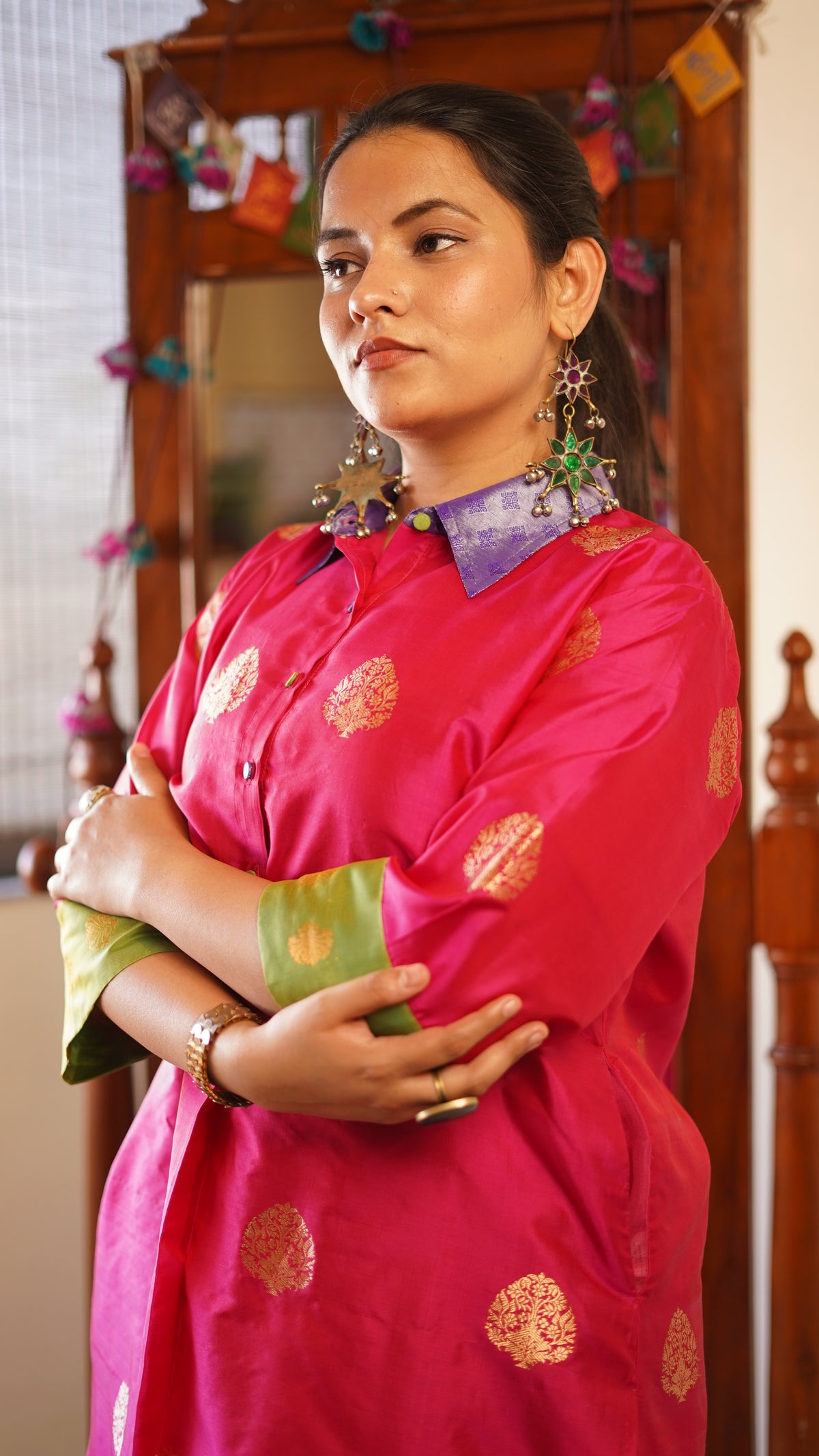 Gulabi Brocade Kurta Set