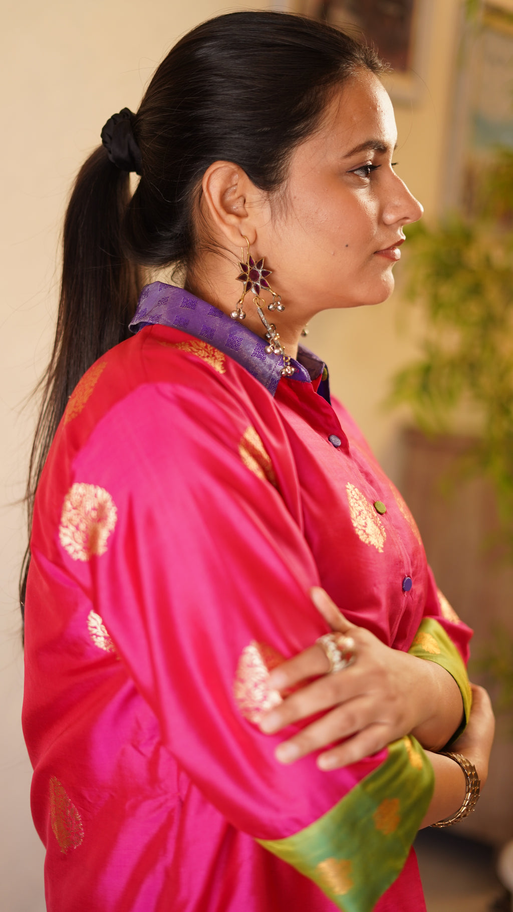 Gulabi Brocade Kurta Set