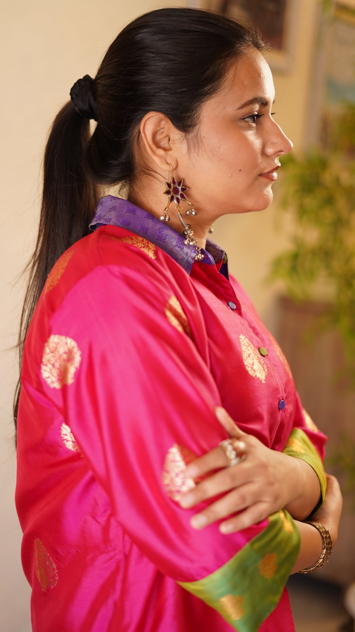 Gulabi Brocade Kurta Set