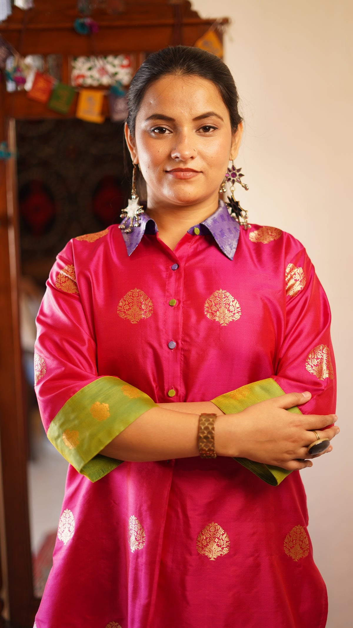 Gulabi Brocade Kurta Set