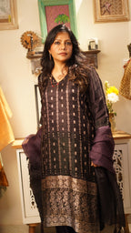 Noir Silk Brocade Suit