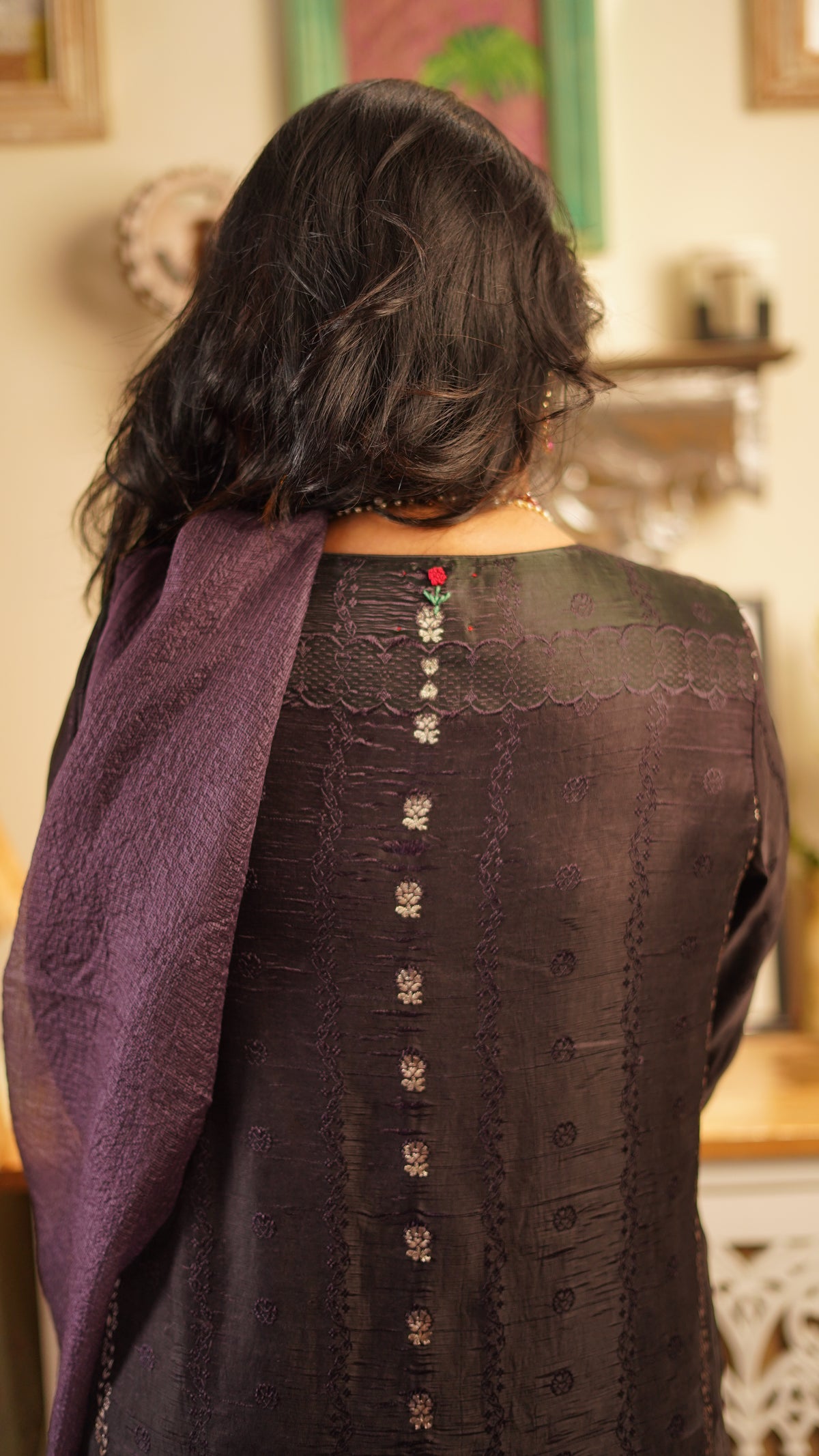 Noir Silk Brocade Suit