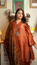 Rust Ember Silk Kurta Set