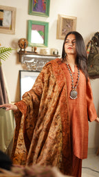 Rust Ember Silk Kurta Set