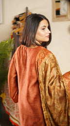 Rust Ember Silk Kurta Set