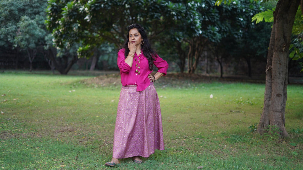 Mauve Heritage Brocade Skirt