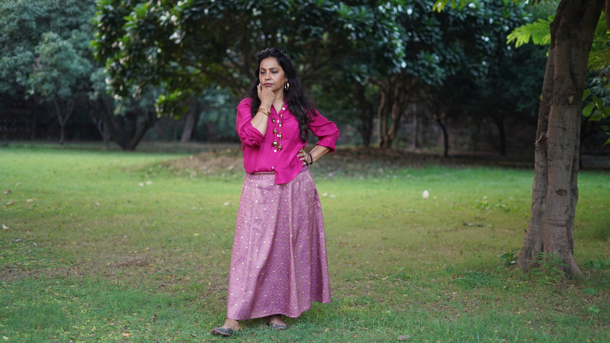 Mauve Heritage Brocade Skirt