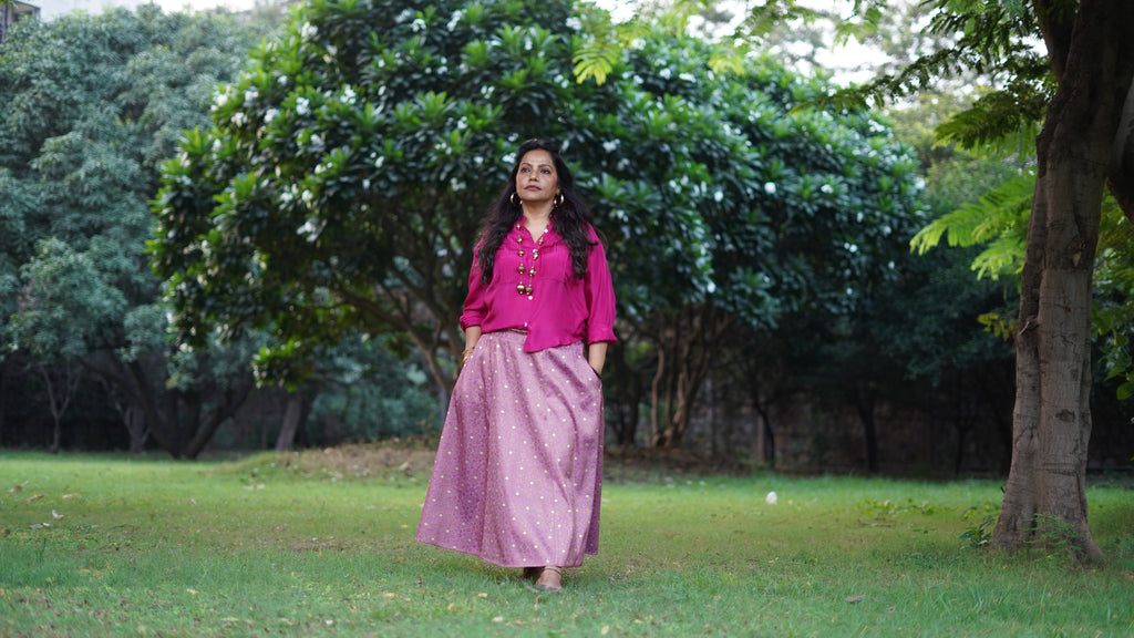 Mauve Heritage Brocade Skirt