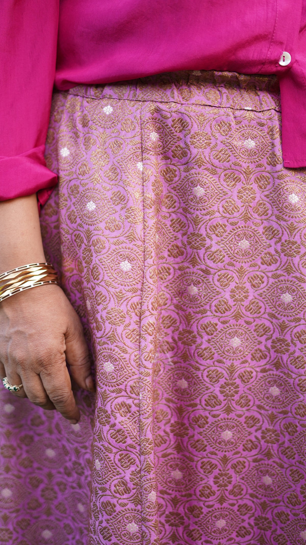Mauve Heritage Brocade Skirt