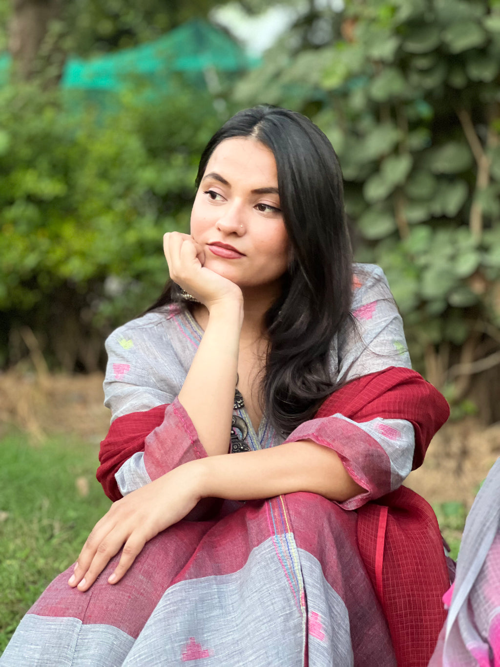 Gulnaar Linen wrap Suit Set