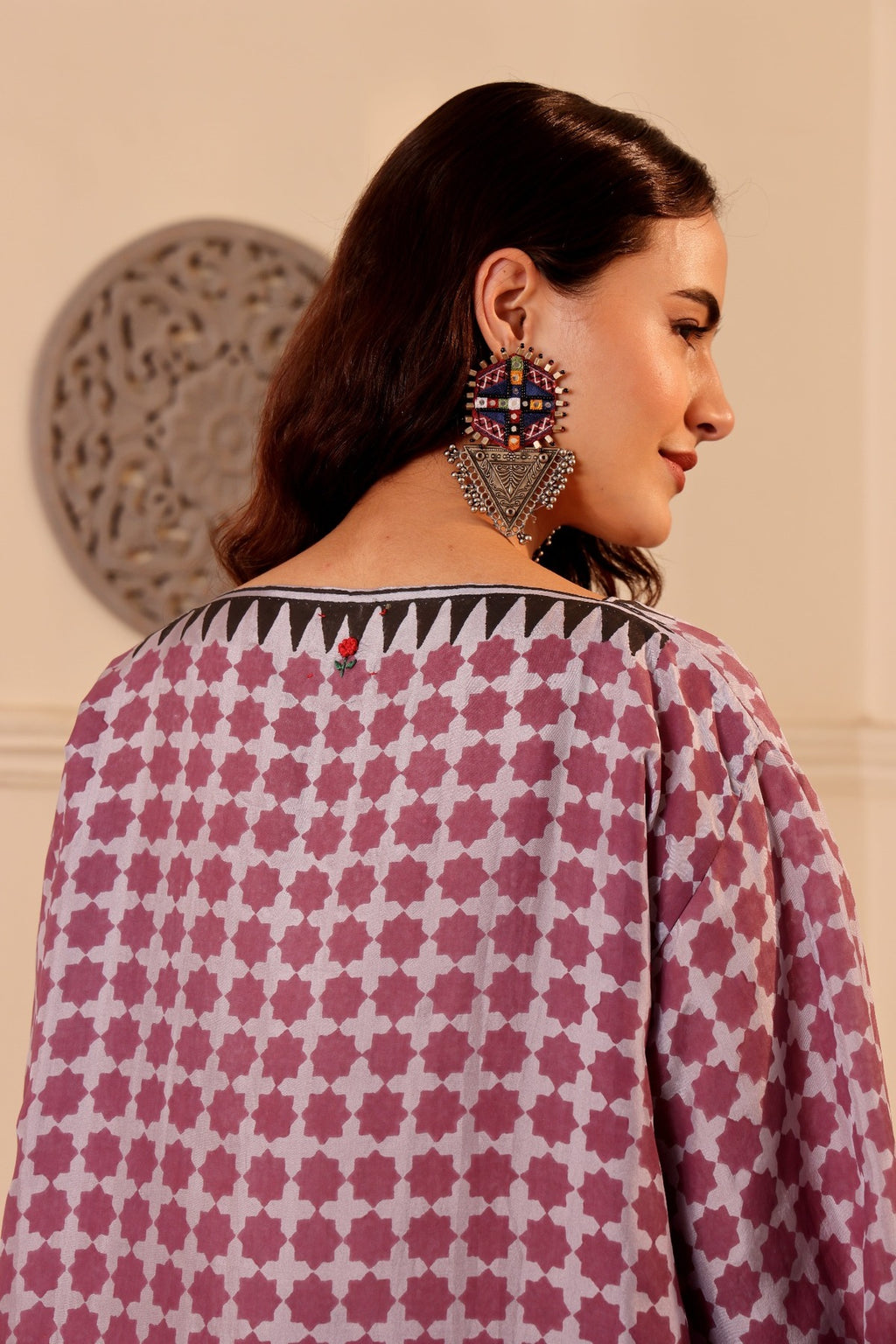 Elegant Silk Hand Block Printed Kurta with Cotton Pants
