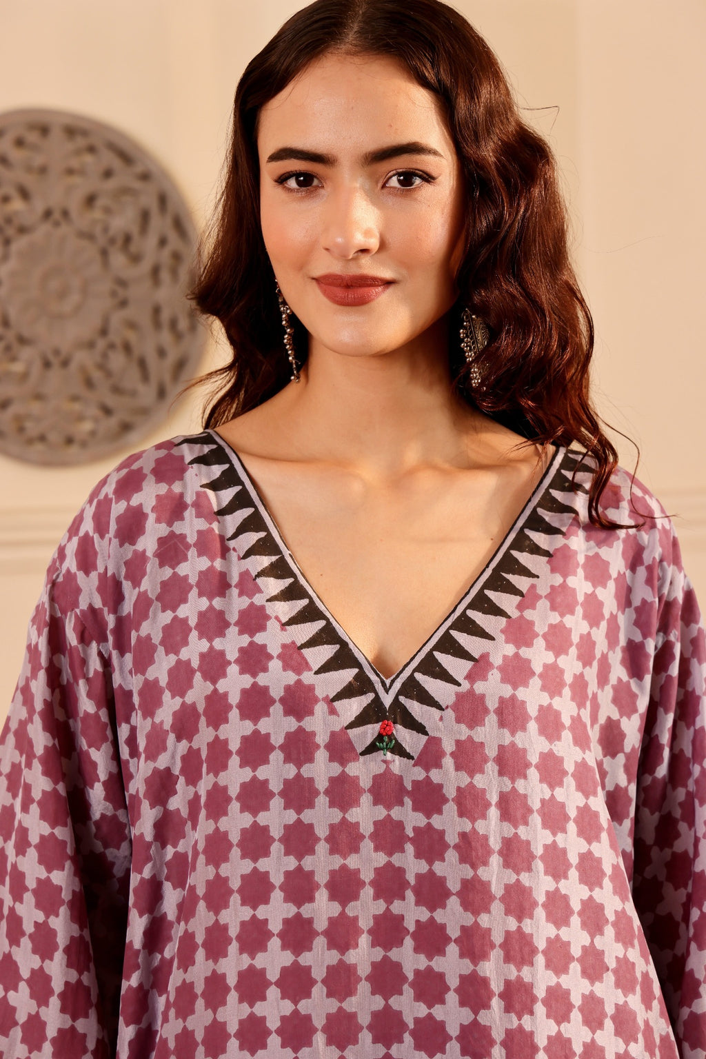 Elegant Silk Hand Block Printed Kurta with Cotton Pants