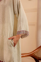 Elegant Silk Hand Block Printed kaftan kurta with Cotton Pants