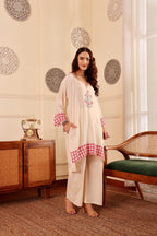 Elegant Silk Hand Block Printed Kurta with Cotton Pants