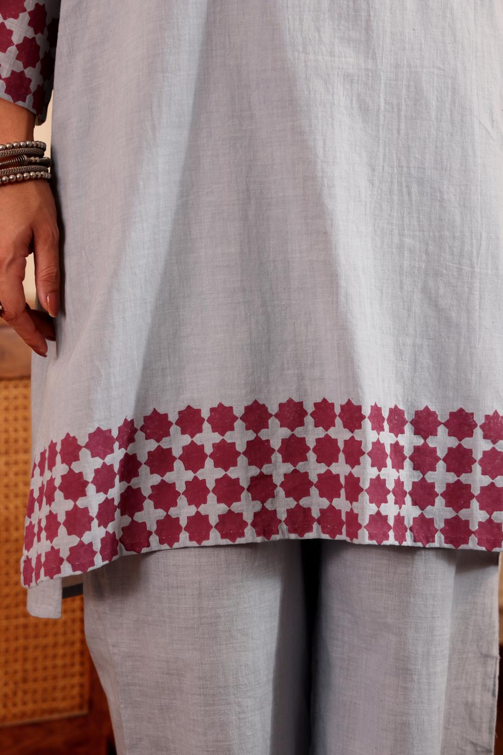 Elegant Floral block printed Cotton Kurti