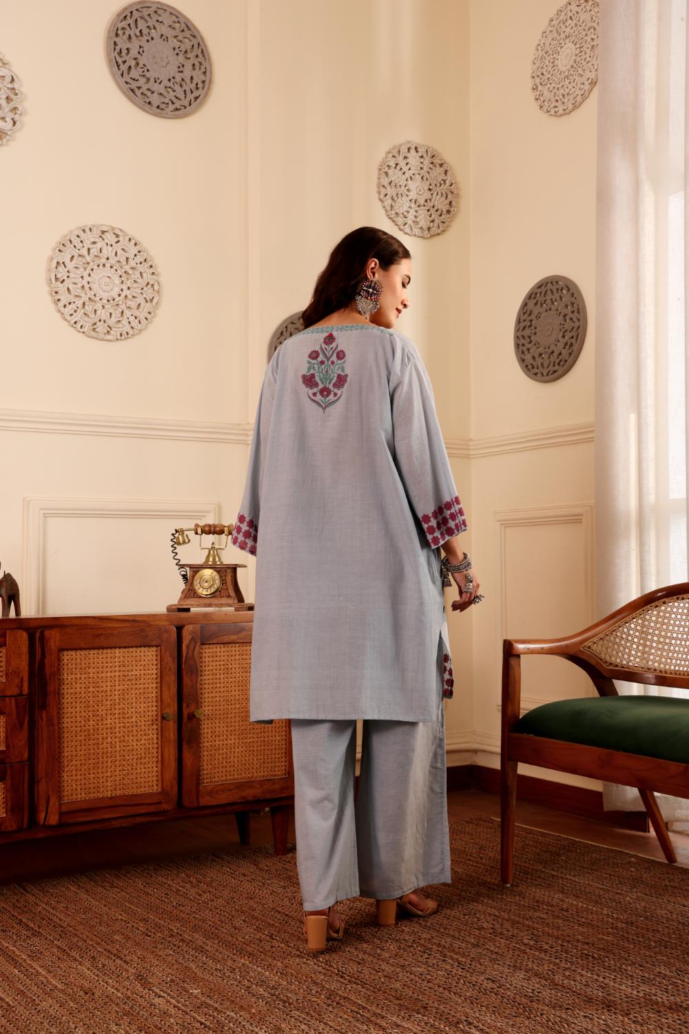 Elegant Floral block printed Cotton Kurti