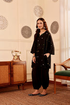 Black Butta Cotton jamdani Co-ord Set