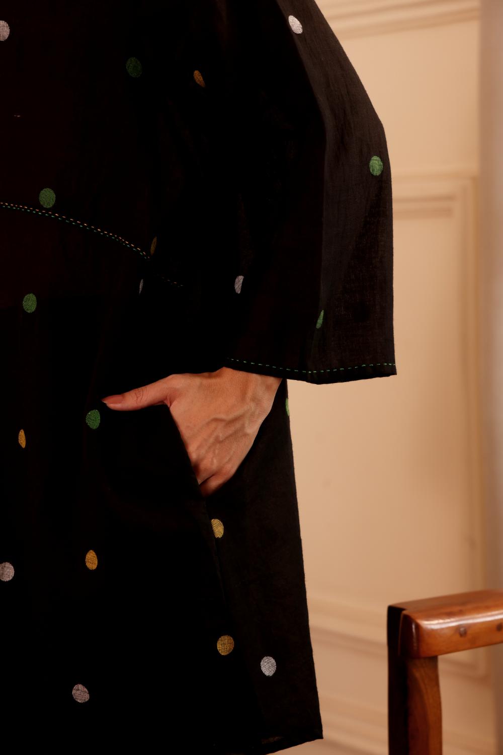 Black Butta Cotton jamdani Co-ord Set
