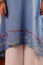 Sky Blue Cotton jamdani kurta for Women with dupatta