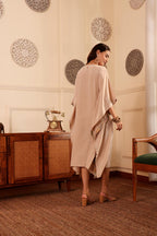 Women's Beige Embroidered Kaftan
