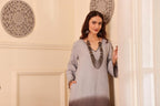 Silver Grey Ombre linen Kurta with Dupatta for Women