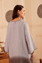 Silver Grey Ombre linen Kurta with Dupatta for Women