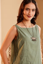 Women's Sage Green Embroidered mulmul Co-ord Set