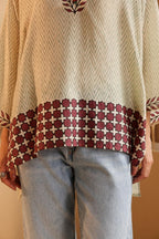 Elegant Chevron Print silk Kaftan short top