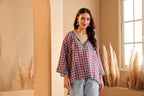 Women's Lavender Hand Block Printed silk Top