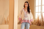 Women's Ivory Floral Printed silk Kaftan Top
