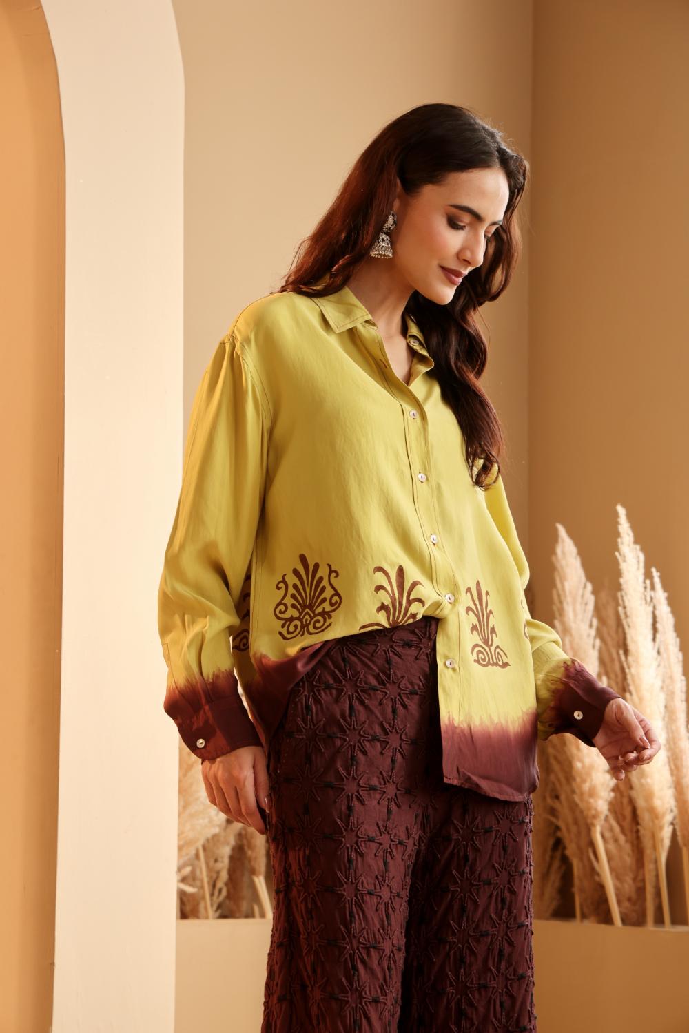 Women's Lime Green Ombre Shirt