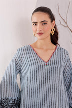 Women's Blue Striped Cotton Dress