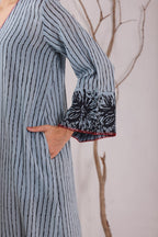 Women's Blue Striped Cotton Dress