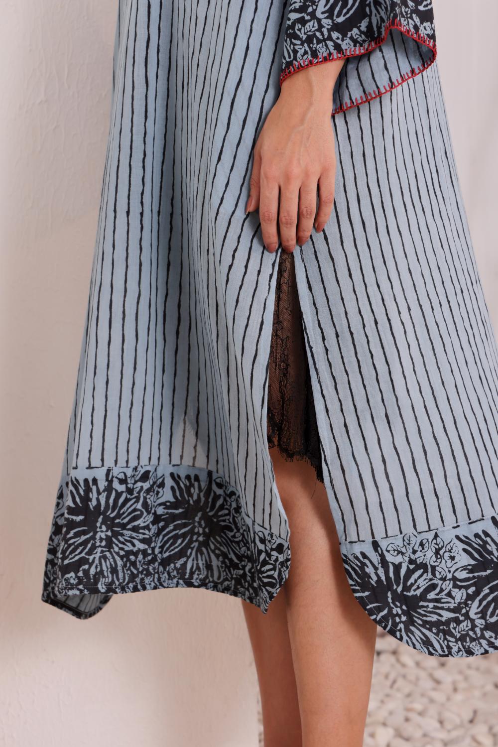 Women's Blue Striped Cotton Dress