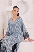 Women's Blue Striped Cotton Dress