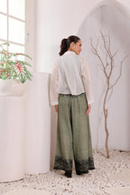 Women's Olive Green Printed mulmul block printed Palazzo Pants