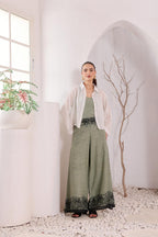 Women's Olive Green Printed mulmul block printed Palazzo Pants