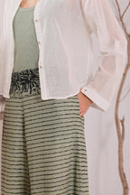 Women's Olive Green Printed mulmul block printed Palazzo Pants