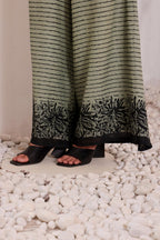 Women's Olive Green Printed mulmul block printed Palazzo Pants