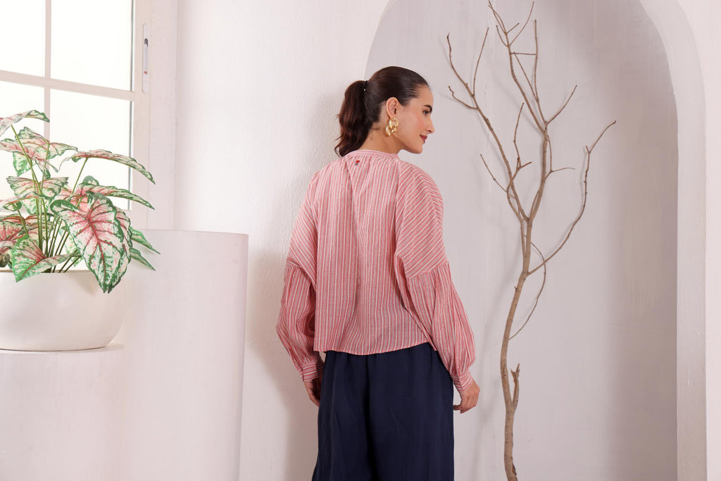 Women's Pink Striped Cotton Tunic