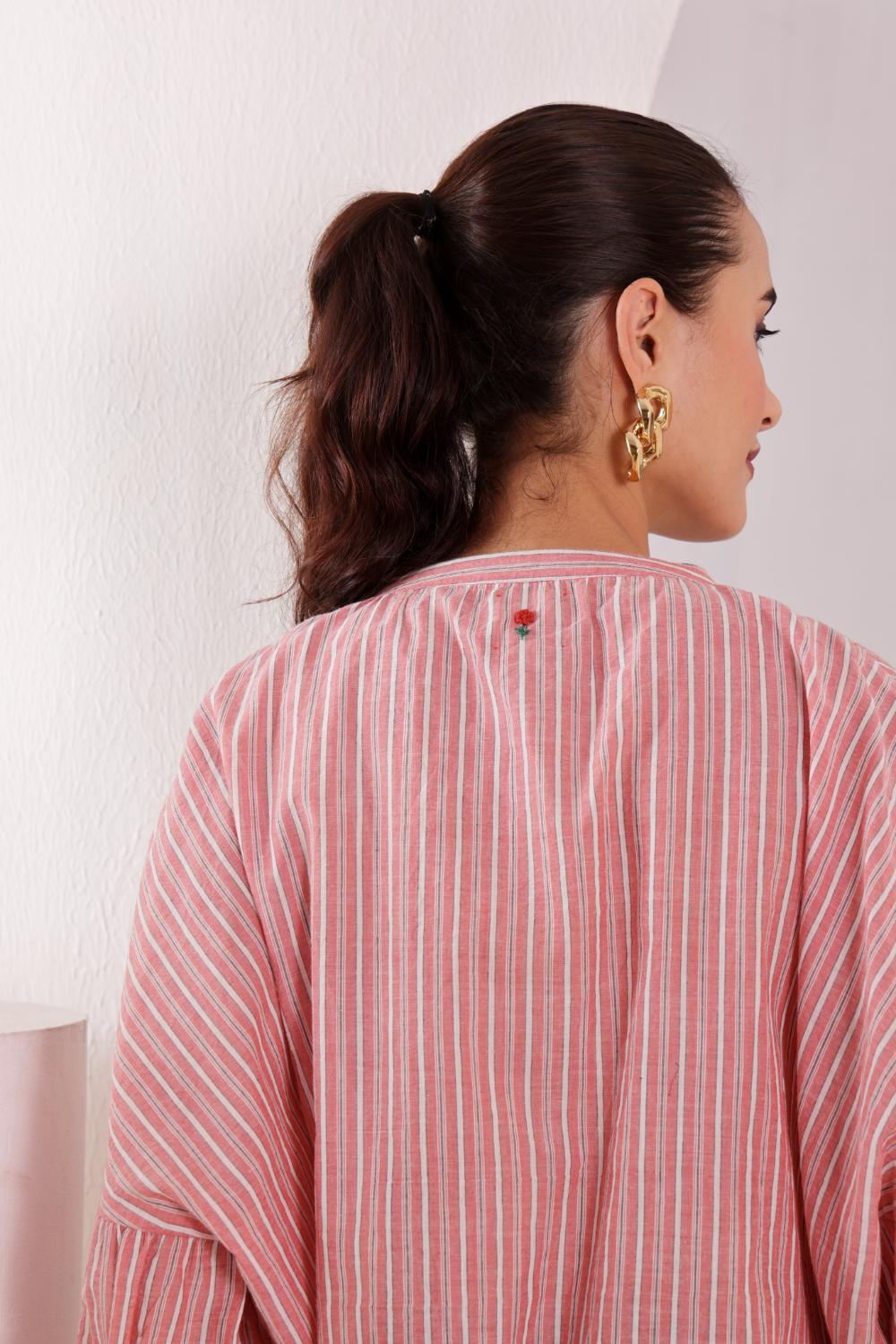 Women's Pink Striped Cotton Tunic