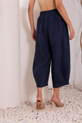 Women's Navy Blue Linen Harem Pants